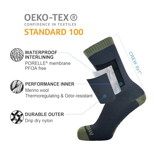 DexShell Waterproof Socks for Men & Women - Mid Calf Boot Sock, Warm for Hiking Camping in Extreme Cold Wet Weather4