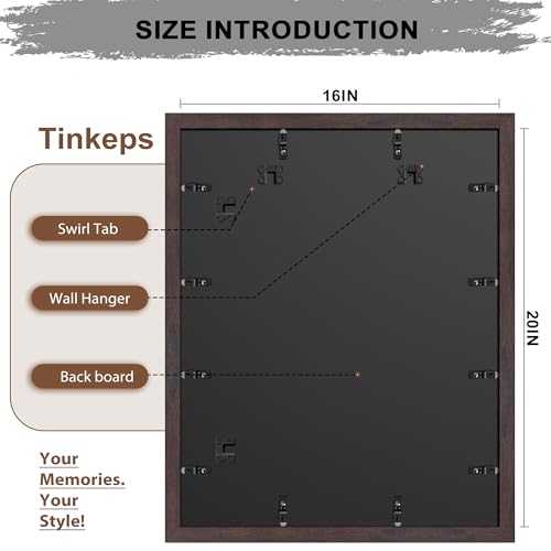 Image of 16x20 Frames as Poster Frames, 1.37-In Wide MDF Frame with Plexiglass, 16 x 20 Picture Frames for Wall, Walnut Brown