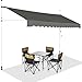 COSTWAY Klemmmarkise 350 cm breit, Balkonmarkise ohne Bohren, UV-beständig, höhenverstellbar, wasserabweisend, Markise mit Handkurbel, Sonnenmarkise, Sonnenschutz für Balkon, Grau