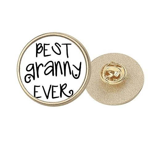 Broche ronde Best Granny Ever en métal doré taille M