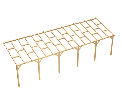 Wood&Play - Carport Überdachung oder Terrassenüberdachung, Einzelcarport aus Holz, Abstellplatz Holz Pavillon, wandseitig - aus langlebigem Kiefernholz - 300x919 cm