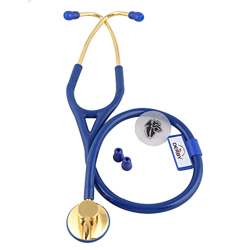 Image of Dr. Tech Cardiology Gold Black Stethoscope Heart Beat Monitoring Chest Piece Medical Instrument for Doctors, Nurses (Blue & Golden)