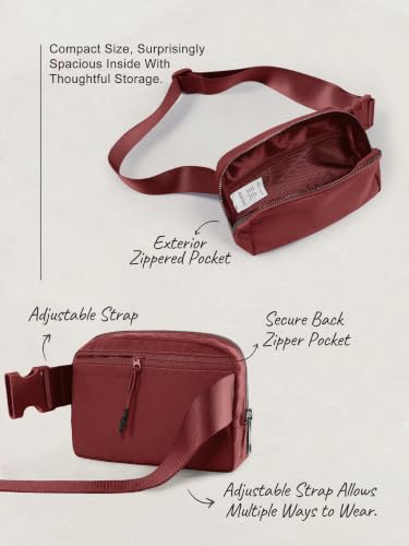 Image of ODODOS Unisex Mini Belt Bag with Adjustable Strap Small Fanny Pack for Workout Running Traveling Hiking, Wine
