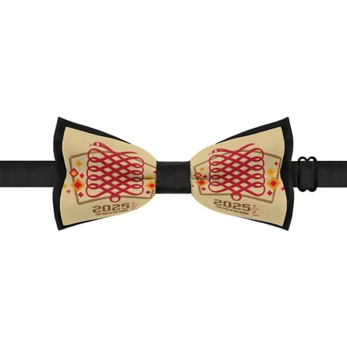 GoasNei Year Of The Snake 2025 Happy Chinese New Year 2025 Bow Tie for Men Adjustable Necktie Funny Tie Neck Ties for Weddings Party