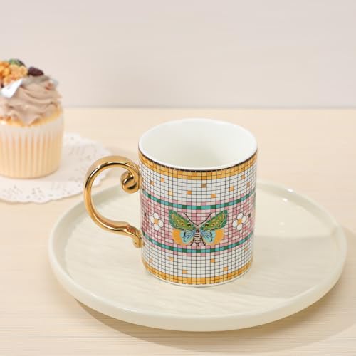 Set de 2 tazas de café de cerámica con diseño butterfly miniatura 4