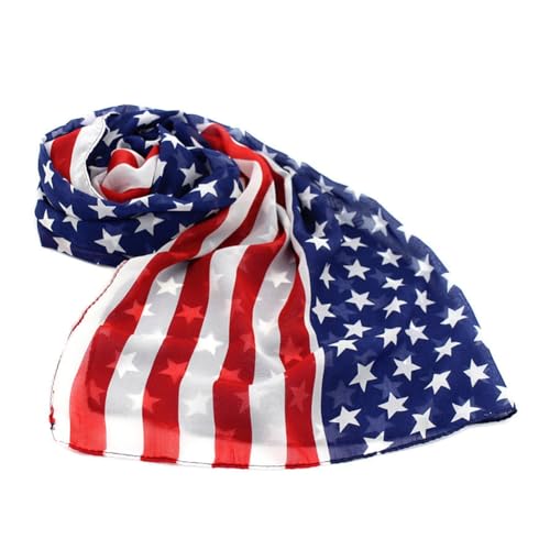 SHTGOI Écharpe Drapeau USA en Mousseline - Foulard Américain Vintage Léger et Doux pour Femme -...