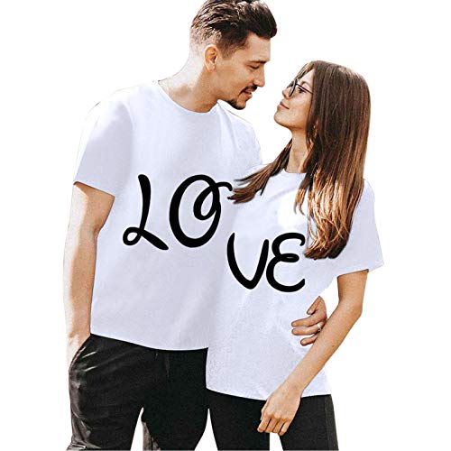 Plus Size Outfit Couples Christmas Outfits Cheerleading Stuff Mens White Graphic Tees Couple Hoodie Husband and Wife Matching Pajamas Short King Shirt Women Stuff(07-White,X-Large)