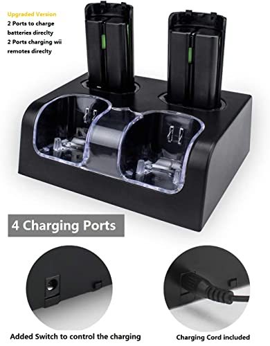 Techken US_TK206_FBA 4 Charging Ports Charging Station For Wii Controller, Includes 4 Rechargeable Batteries Wii Charger Wii Charger Docking Station  thumb #2