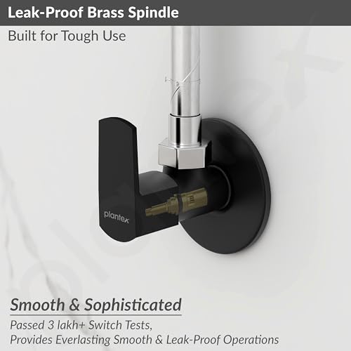 Image of Plantex Angle Cock for Bathroom with Brass Spindle /Angle Valve for Bathroom /Bathroom Accessories Pack of 1 (Saga-Black)