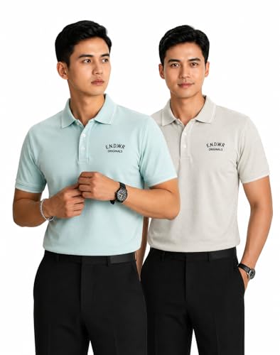 Image of ENDEAVOUR WEAR Men Men Short Sleeve Solid Cotton Rich Polo T Shirt | Collar Tshirts | Half Sleeves | Plain-Regular Fit