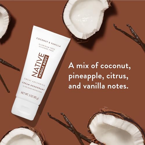 Image of Native Whole Body Deodorant Cream Contains Naturally Derived Ingredients, Deodorant for Women & Men | 72 Hour Odor Protection, Aluminum Free with Coconut Oil and Shea Butter | Coconut & Vanilla