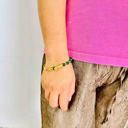 Image of Fashion 18K Gold Plated Lucky Wish Arm Band Cuff Bracelet Faux Jade Stone Bracelet