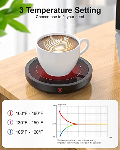 Coffee Mug Warmer, 36W Coffee Cup Warmer With 3 Temperature Settings (105℉-180℉) And 4 Hours Auto Shutt-Off Function For Office Home Desk Use,Electric Beverage Warmer For Keep Coffee Tea Milk Hot #TOP2