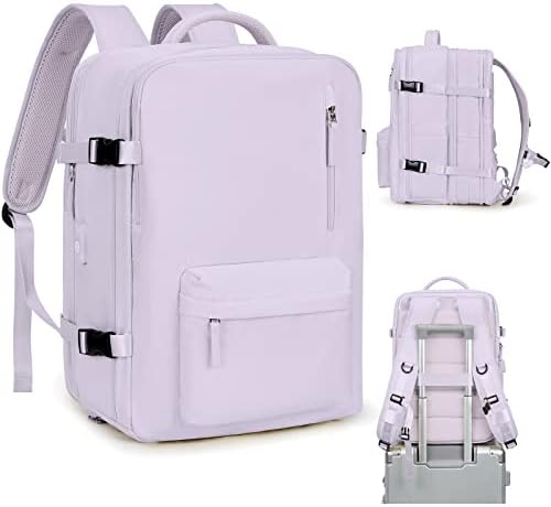 VGCUB Large Travel Backpack,Carry on Backpack for Women Men Airline Approved Gym Backpack Waterproof Business Laptop Daypack, Purple Expandable