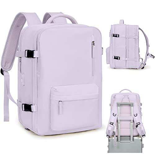 Vgcub Large Travel Backpack,Carry On Backpack For Women Men Airline Approved Gym Backpack Waterproof Business Laptop Daypack, Purple Expandable #TOP3