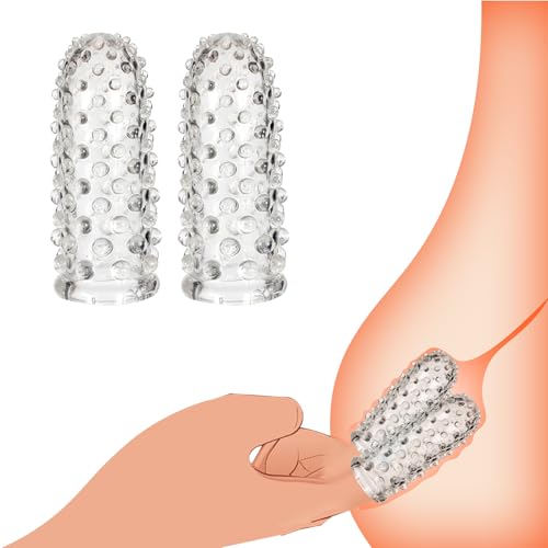 AMZII Fingerhüllen Penishülle 2-er Set,Sexfinger Ticklers Fingerspitze Hülle,Vorspiel Finger Penis Sleeve G-punkt Fingerüberzieher,Klitoris Stimulator für Sie,Sex Spielzeug für die Frau Paare (2-IN-1)