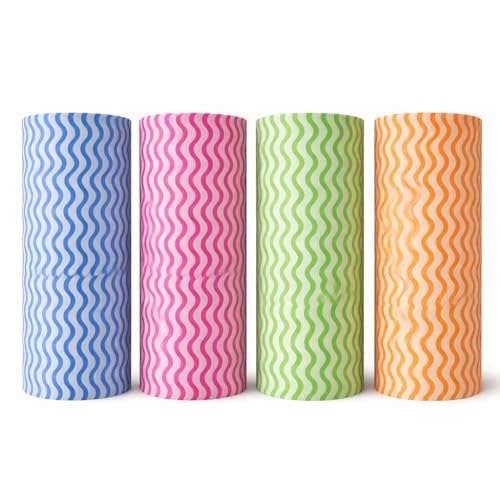 Image of Washable Reusable Kitchen Roll | Kitchen Tissue Roll Reusable | Non woven Kitchen Wipes Roll | Dish Cleaning Cloth Roll | Eco Friendly Multi Use Kitchen Roll (4, Multicolor)