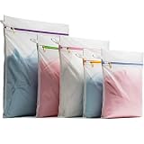 TENRAI Mesh Laundry Bag,Set of 5 Lingerie Wash Bag for Delicates, Upgraded Loop Hook Zipper Protecto