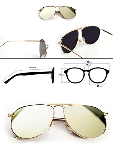 97025 Premium Oversized Aviator Flat Mirrored Sunglass Womens Mens (METAL, GOLD/GOLD)4