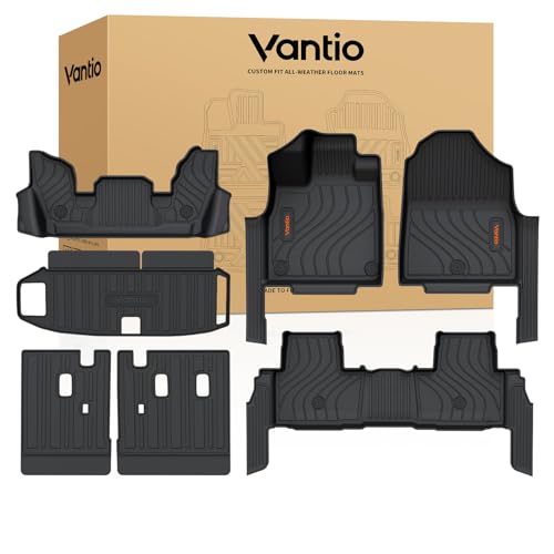 Vantio Custom Fit Floor Mats for Honda Pilot 20232026 Full Set All Weather TPE Floor Liners with Door Sill Protectors Seat Back Covers & Cargo Liner Waterproof Heavy Duty Interior Protection