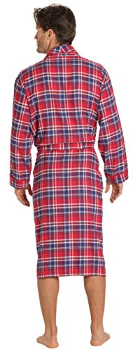 EVERDREAM Mens Flannel Robe, Shawl Collar Lightweight 100% Cotton Bathrobe2