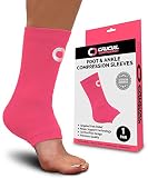 Ankle Brace Compression Sleeve for Men & Women (1 Pair) - Best Ankle Support Foot Braces for Pain Re