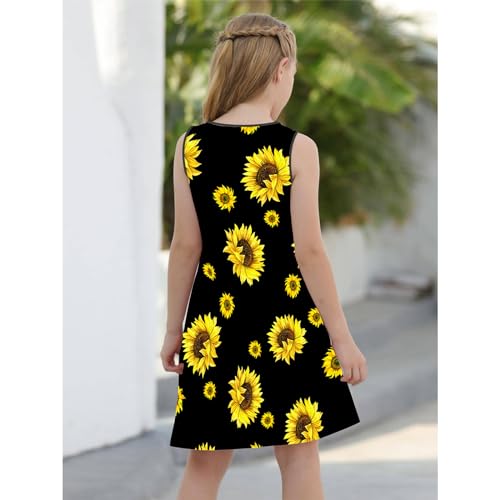 CHAOS MONKEY Girls Animal Print Dress Cute Cartoon Graphic Sleeveless Dress Kids Summer Casual A Line Dresses4