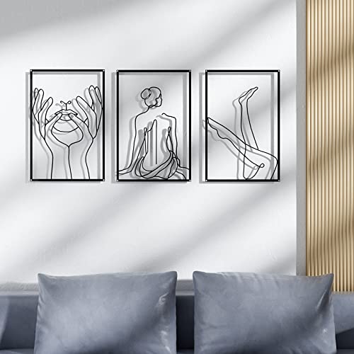 Minimalist Metal Wall Decor,Large Modern Wall Art Set Real Metal Wall Decor,Abstract Female Single Line Minimalist Decor Metal,Home Hanging Decor Wall Sculptures Accents For Bedroom Living Room #TOP2