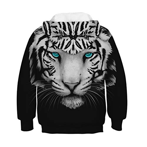 Ainuno Tiger Hoodie 3D Cute Sweatshirts For Boys Girls Kids Youth Juniors Long Sleeve Hooded Jacket,Black Tiger 6-8 Years #TOP1