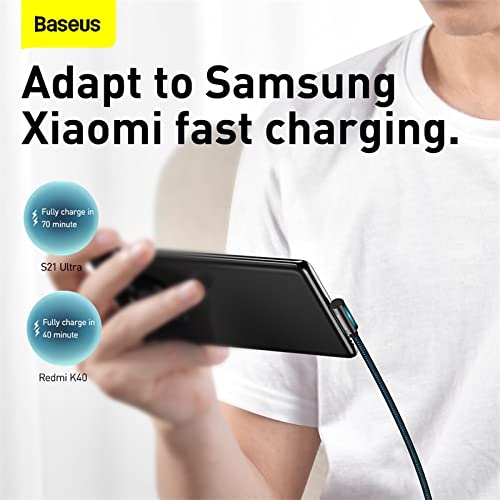 Image of Baseus Legend Series Elbow Fast Charging Compatible Data Cable USB Type-C to Type-C | Right Angle 90 Degree Cable |100W 2m Blue