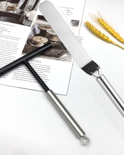 Image of 2PCS Crepe Spreader & Spatula Kit, T-Shape Dosa Spreader Tool and Spatula Set with Stainless Steel Handle, Cake Turner Spreader Tool Crepe Pan Maker for Home Kitchen Utensils Dining Room