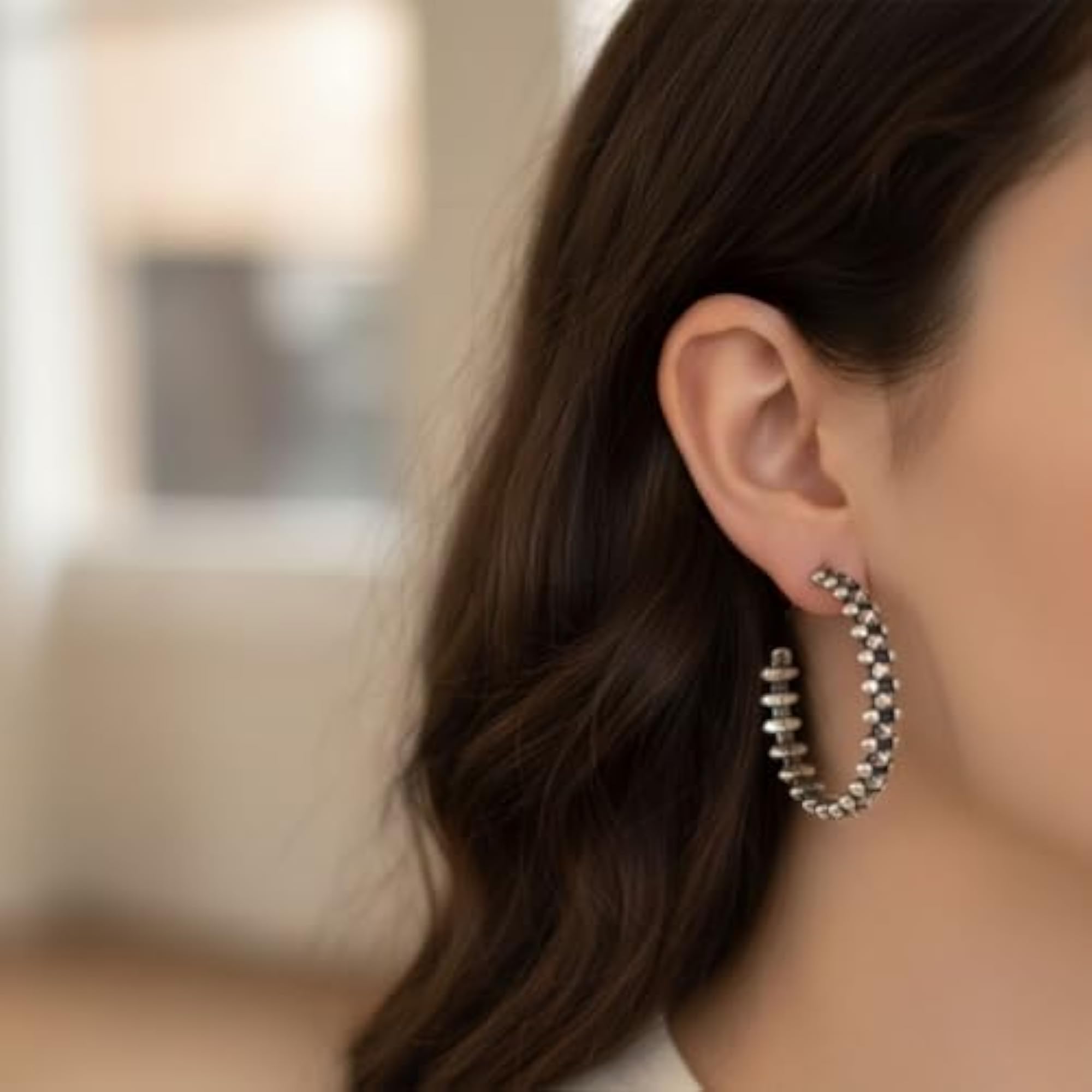 Antique Textured Hoop Earrings, Vintage Style