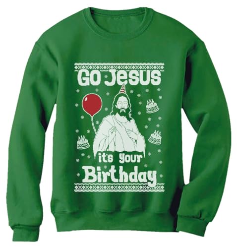 Tstars Birthday Boy Jesus Ugly Christmas Sweatshirt Men Funny Xmas Holiday | Soft Fleece Funny Sweatshirt; Great For Christmas, Ugly Sweater Party, Christian Holiday, Festive Xmas Gift 1 Tstars Birthday Boy Jesus Ugly Christmas Sweatshirt Men Funny Xmas Holiday