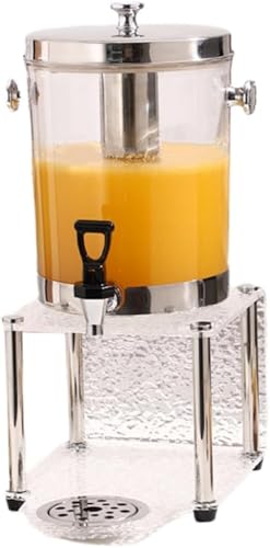 Riazdiw シングルドリンクディスペンサー、冷たいドリンクディスペンサー、製氷容器、大容量ケトル、ホテルセルフサービスフードディスペンサー、家庭用、透明デザイン、水タンク、冷水/牛乳/ジュース、飲料ホルダー (C,C)