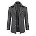 Allthemen Herren Wintermantel Wolle Kurzmantel Stehkragen Wollmantel Mittellang Mantel Winter Winterjacke Business Peacoat Slim Fit Casual Grau(gestepptes Innenfutter） XXL