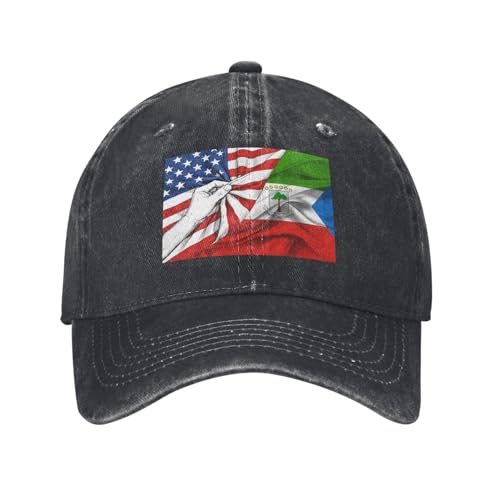 Casquette vintage Amérique et Guinée équatoriale, casquette de baseball vintage avec drapeau de Guinée équatoriale, casquette trucker, casquette de golf pour hommes et femmes, coton lavé, aspect vieil