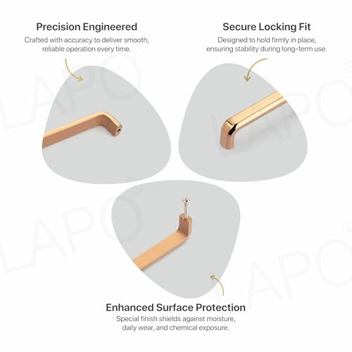 Image of LAPO 4 Inch Drawer Handles for Kitchen, Elegant Pull Handles for Window Drawer, Wardrobe, Almirah & Pooja Mandir,DIY Friendly Mounting (96mm, Rosegold Finish, Pack of 2)