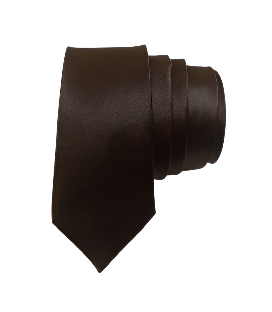 justin dustin Men's Slim Skinny Brown Satin Tie,Width-2.5 Inch-picture-43
