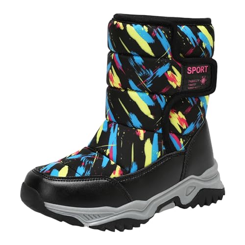 IWIHMIV Non-Slip Snow Boots for Boys Girls Waterproof Plush Cotton Snow Boots Outdoor Warm Winter Shoes for Girls