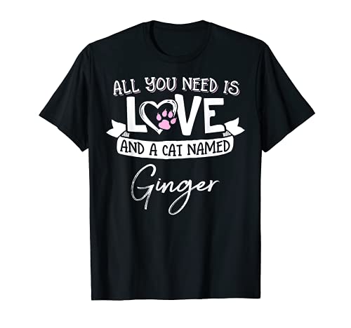 Cute Cat Named Ginger Design for Women and Girls T-Shirt