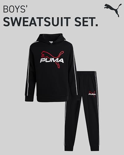 PUMA Boys Sweatpants Set - 2 Piece Fleece Pullover Hoodie Sweatshirt and Boys Jogger Pants Youth Kids Activewear Set (8-16)2