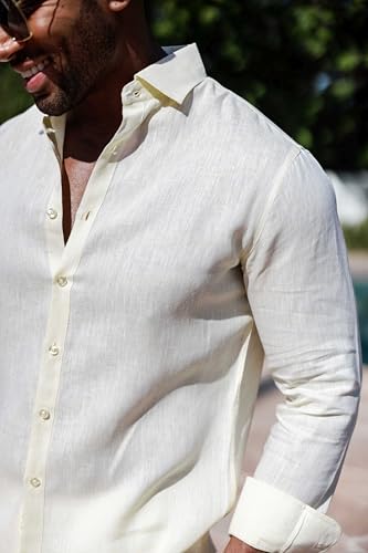 Mojito Men's 100% Linen Long Sleeve Button-Down Shirt3