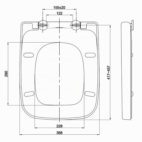 Tapa WC universal cuadrada Lamera de duroplástico blanco 7