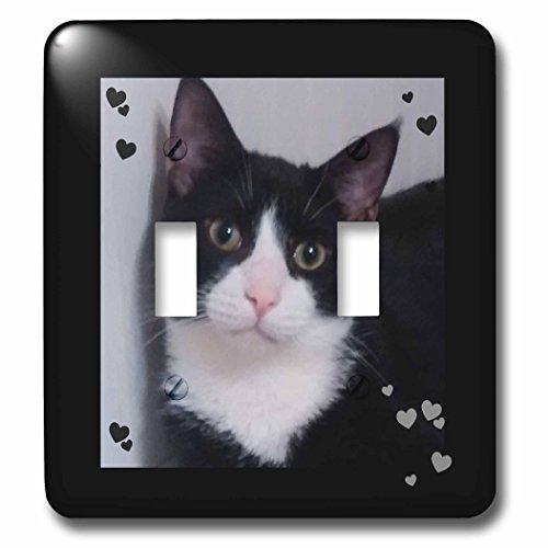 Plaque pour interrupteur double motif chat mignon noir et blanc Tux