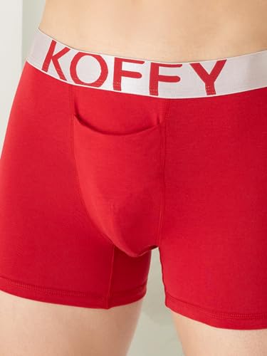 Image of KOFFY Men's Malleable Cotton Lycra Long Trunk with Minus Cutting Pouch I Wrinkle Free I Moisture Wicking Technology