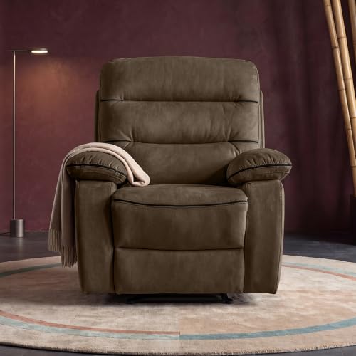 Image of Duroflex Avalon Grande - Recliner Chair| 3 Recline Modes with 3-Zone Back Support| Premium Suede Fabric| Plush Seating with Foam & Spring Support| 3 Year Warranty - Brown