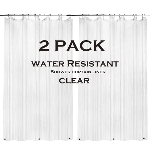 ZEMAHOME 2 Pack PEVA Plastic Shower Curtain Liner Premium Light Weight 72 x 72 Clear Bathroom Shower Showroom Curtain Liner with Rustproof Metal Gromments and Weighted Magnet