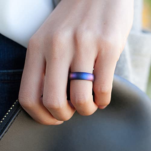 ThunderFit Women Silicone Wedding Bands, Breathable Leaf Cross Pattern Rubber Engagement Rings 5.5mm Wide 1.6mm Thick - 1/4 Variety Multipack3