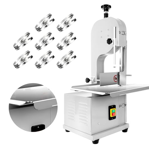 Pxvwa Electric Bone Saw Machine, Powerful 1500w Meat Saw With 8 Blades, Stainless Steel Countertop, Thick Meat Cutting Range (0.04-7.8in), Perfect For Pork, Beef, Chicken -  WangHongou