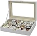DHALGA Watch Case Watch Box 12 Slots Pu Lederpuppenorganisator mit Schmuck Schublade for Aufbewahrungs- und Display -Schmuck -Display -Hülle (Farbe: Weiß Größe: 30 * 20 * 8 cm) (weiß 30 * 20 * 8 cm)